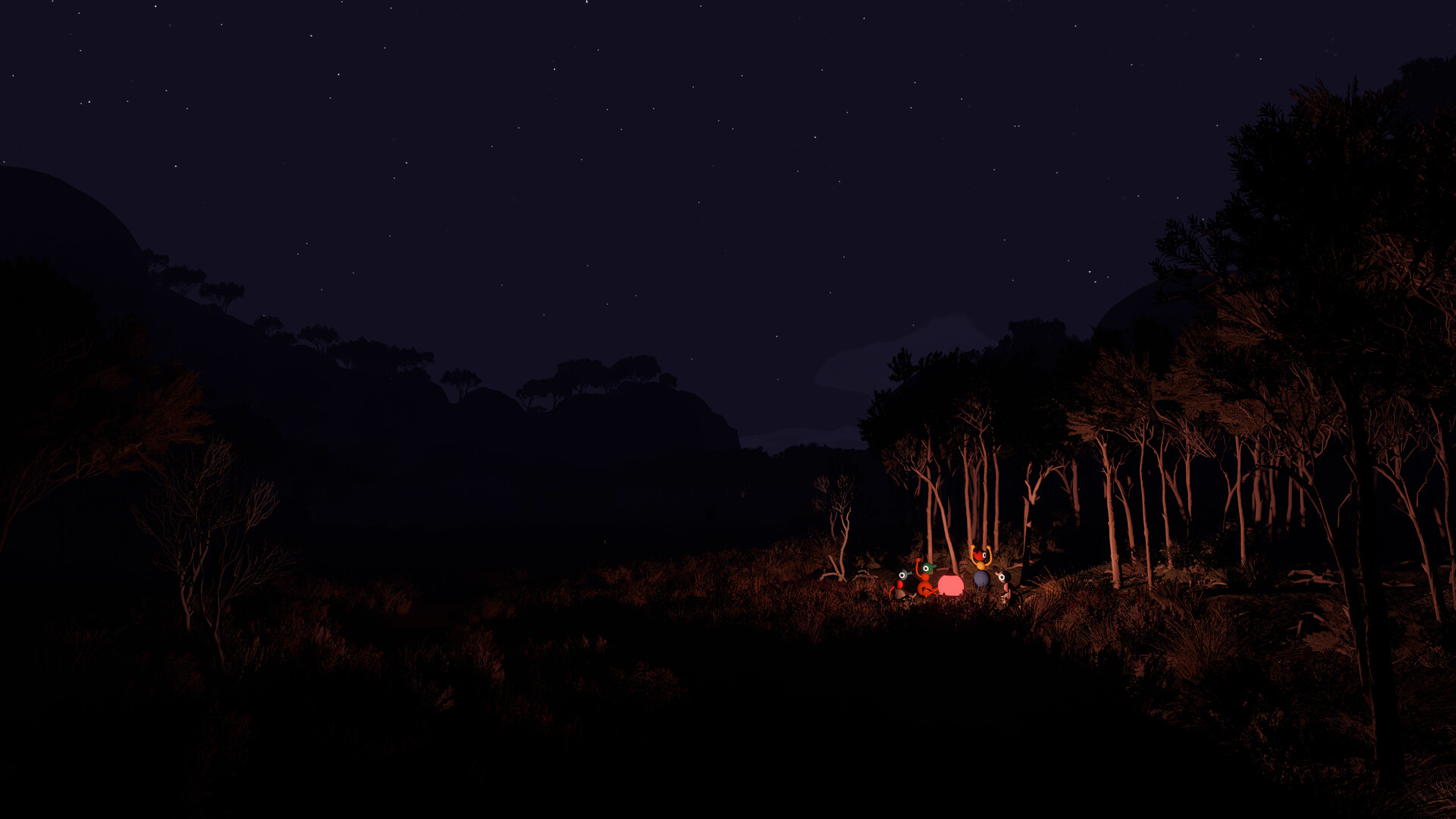 Official Big Walk screenshot — players surveying the island landscape mid-trek