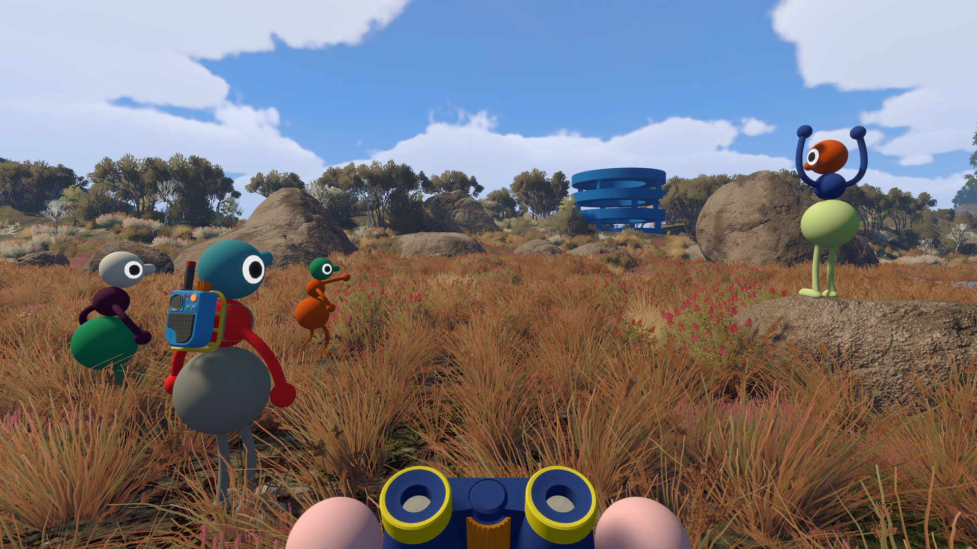 Official Big Walk screenshot — a group of characters exploring the island coastline